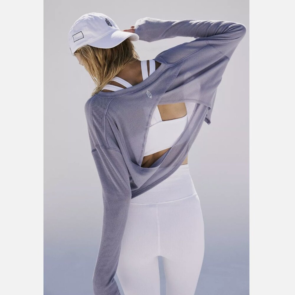 Free People Lilac Cropped Long Sleeve Tee - Picture 2 of 4